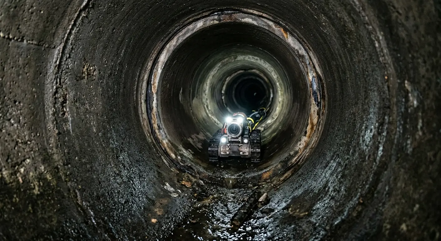 Robotic sewer camera inspecting pipe interior for Sewer Line Repair in Weiser